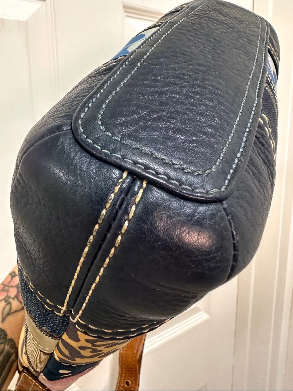 Coach Patchwork Shoulder Bag Leather Trim Y2K